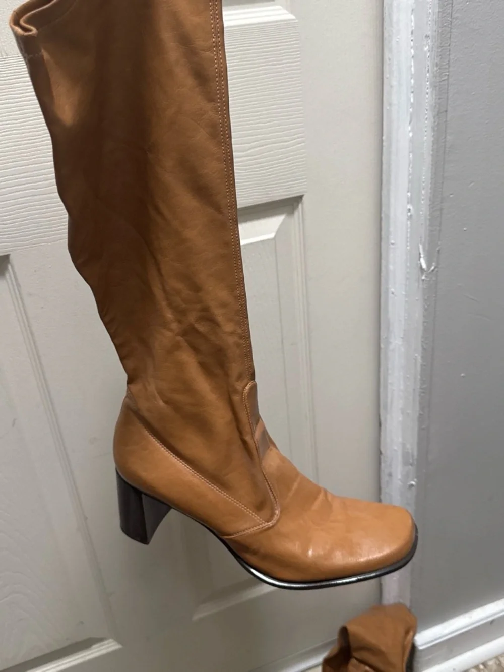 Franco sarto Women's Tall Tan Leather Block Heel Boots